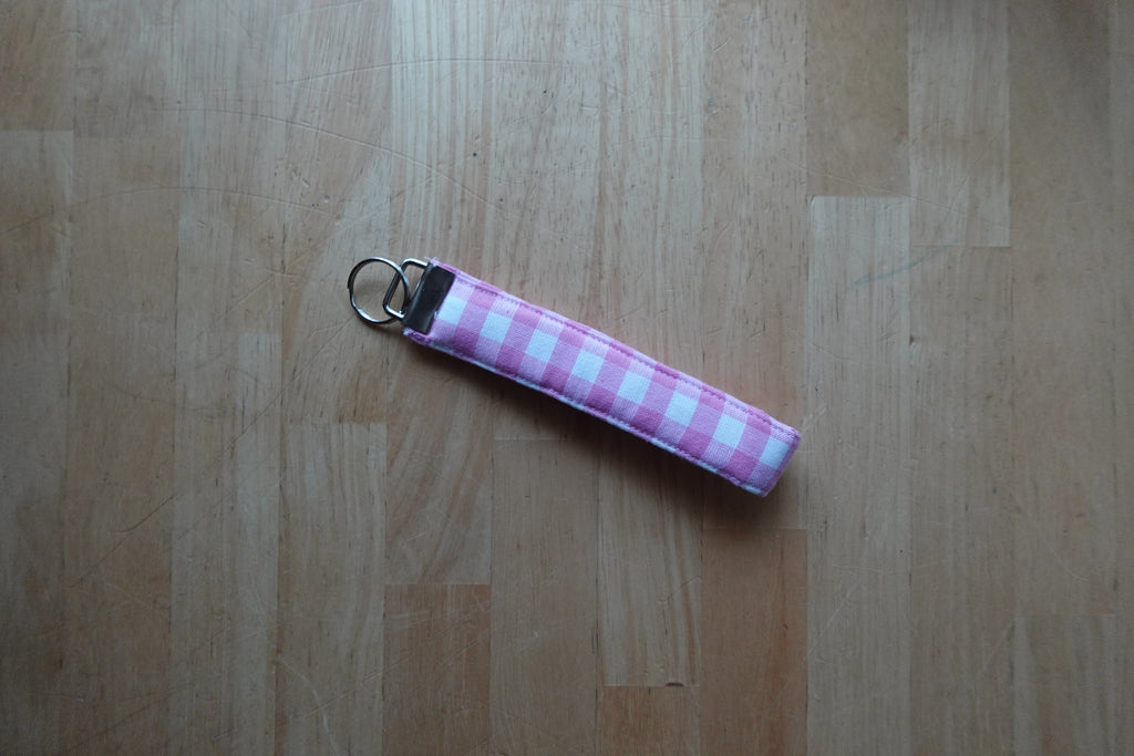 Pink Gingham Wristlet