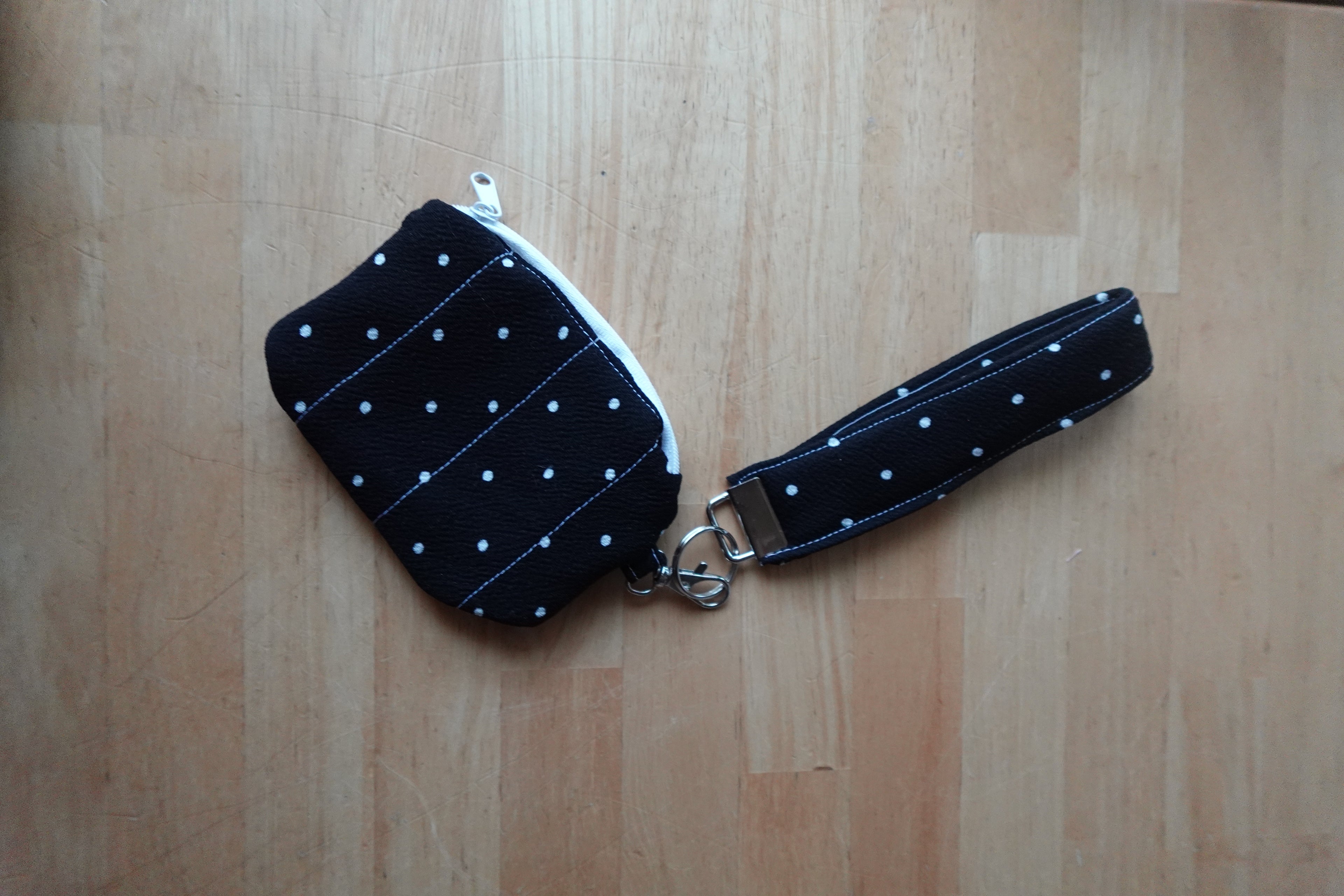 Black Polka Dot Wristlet