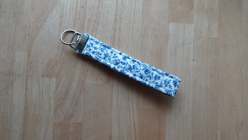 Blue Floral Wristlet