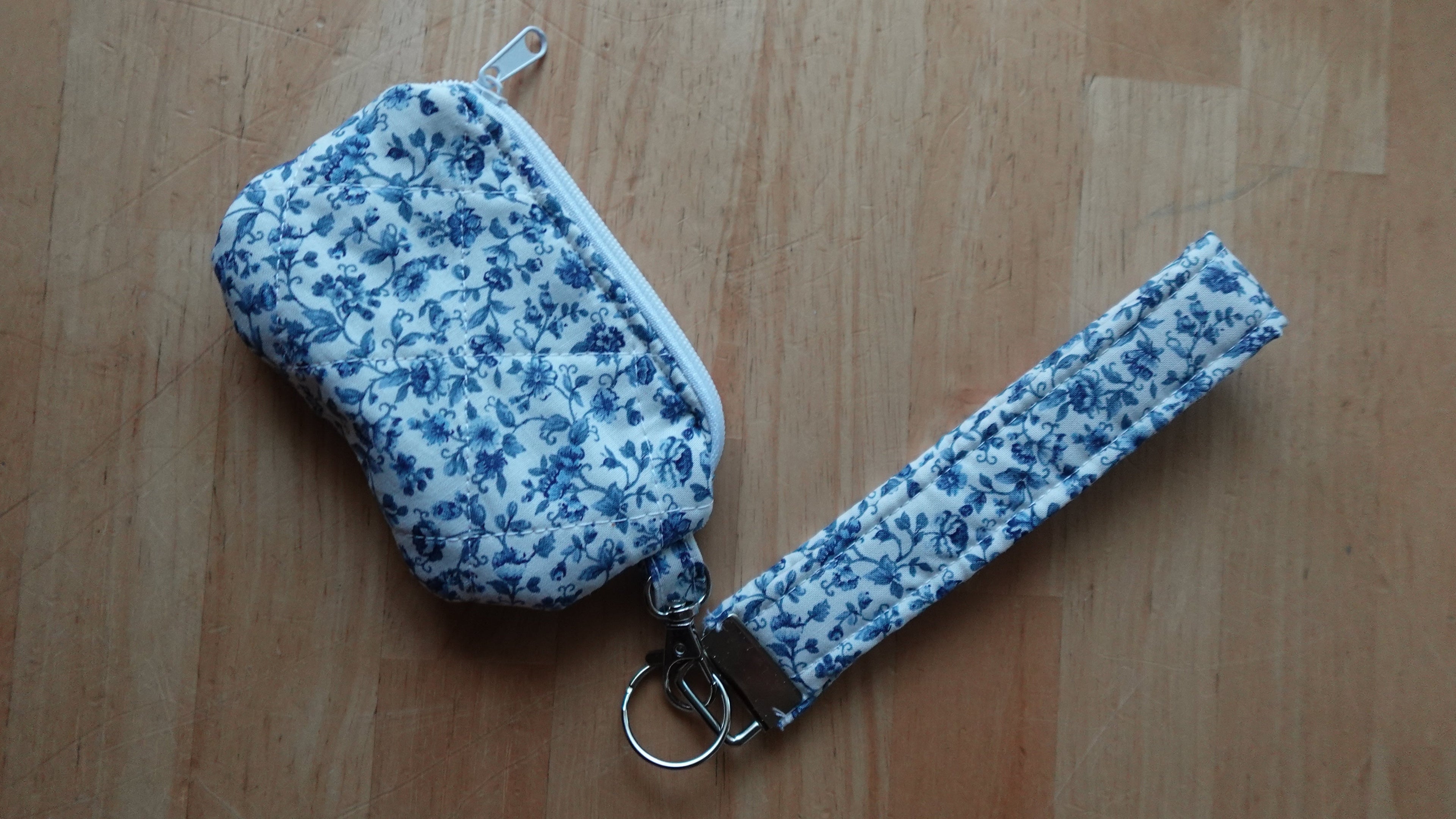Blue Floral Wristlet