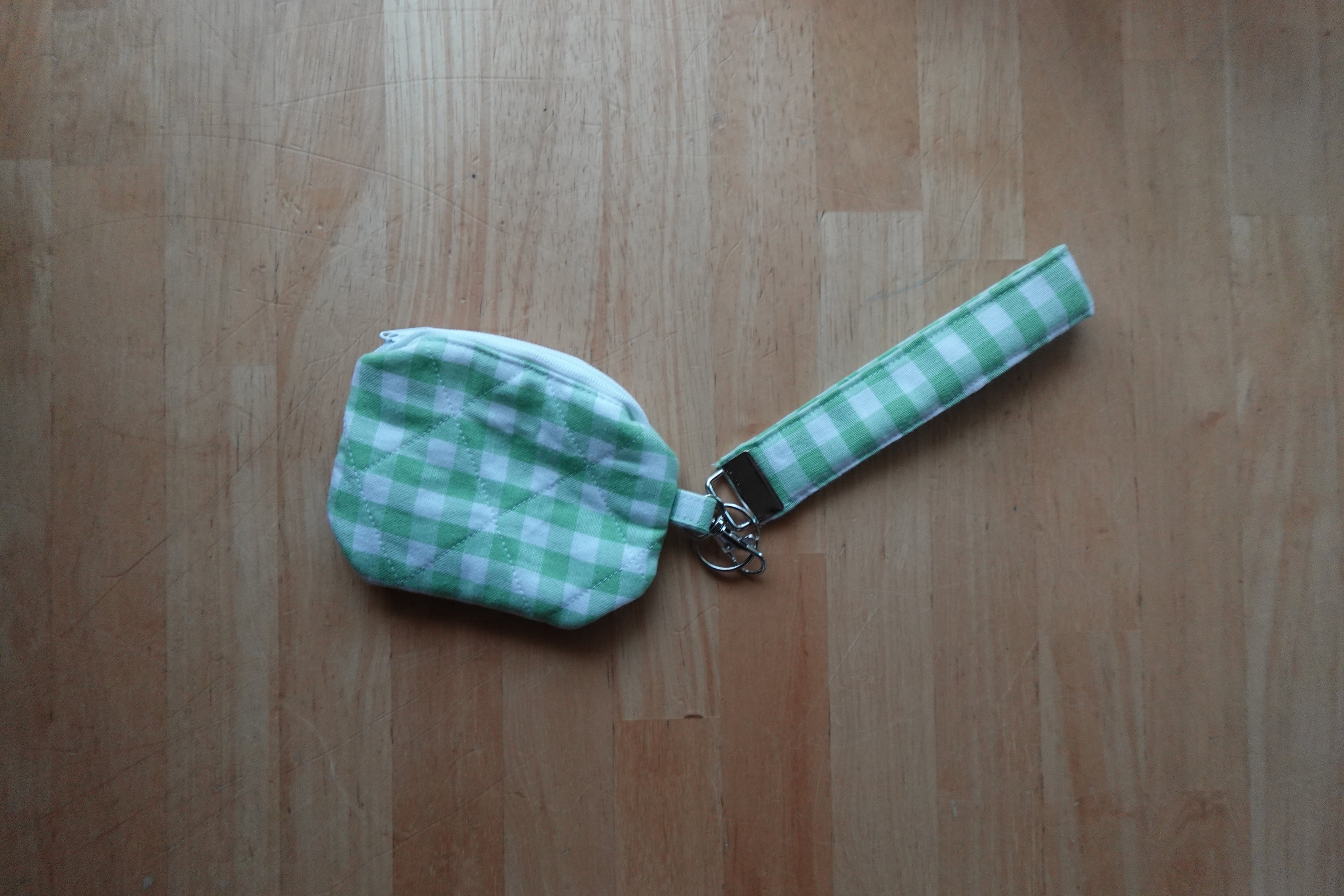 Green Gingham Wristlet